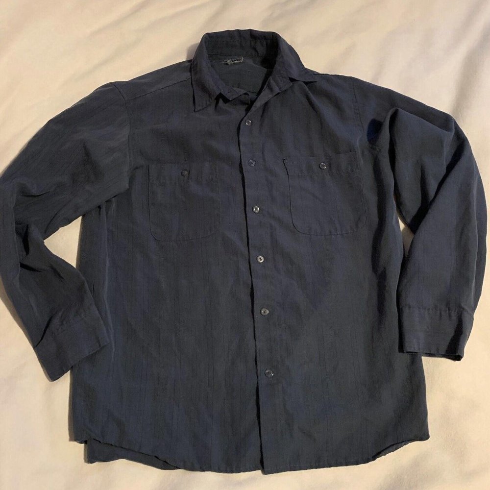 Urban Rags Men’s Shirt Long Sleeve Size Large Dark Blue Stitching Defect…​​​​